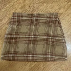 Wool blend plaid skirt